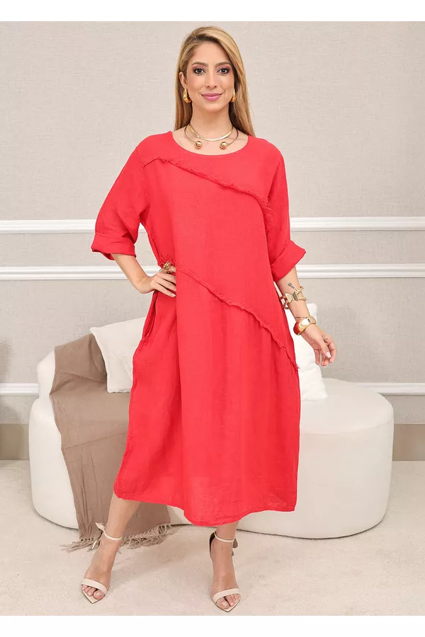 TÚNICA MARLYANA VERMELHO - Loja Linho Italiano