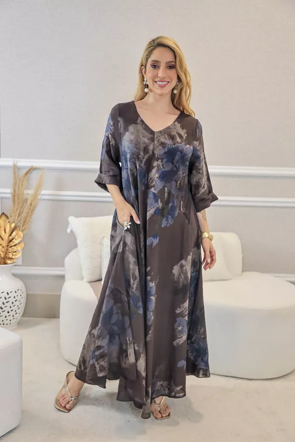 VESTIDO LÍCIA MARROM - Loja Linho Italiano