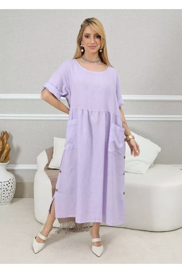 VESTIDO CARMEN LAVANDA - Loja Linho Italiano