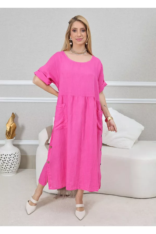 VESTIDO CARMEN PINK - Loja Linho Italiano