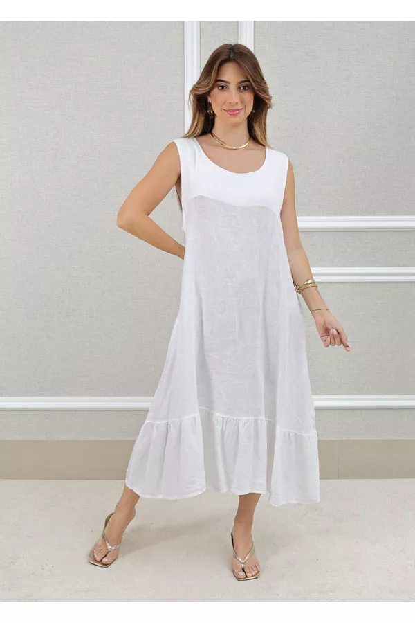 Vestido Malu Branco - Loja Linho Italiano