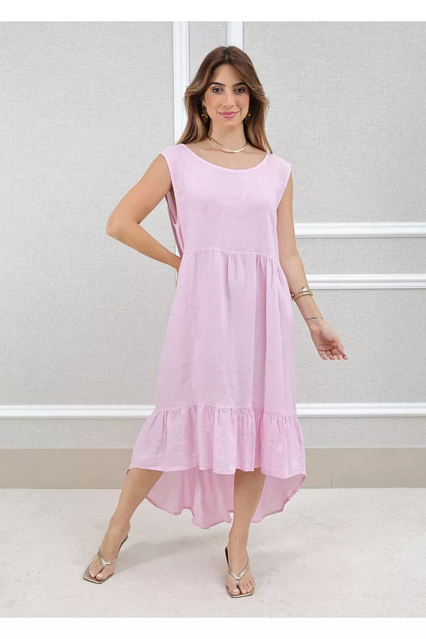 VESTIDO JOICE ROSA BEBÊ - Loja Linho Italiano