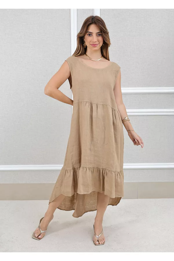 VESTIDO JOICE CARAMELO - Loja Linho Italiano