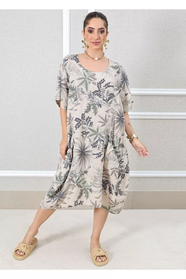 VESTIDO VERÔNICA BEGE - Loja Linho Italiano