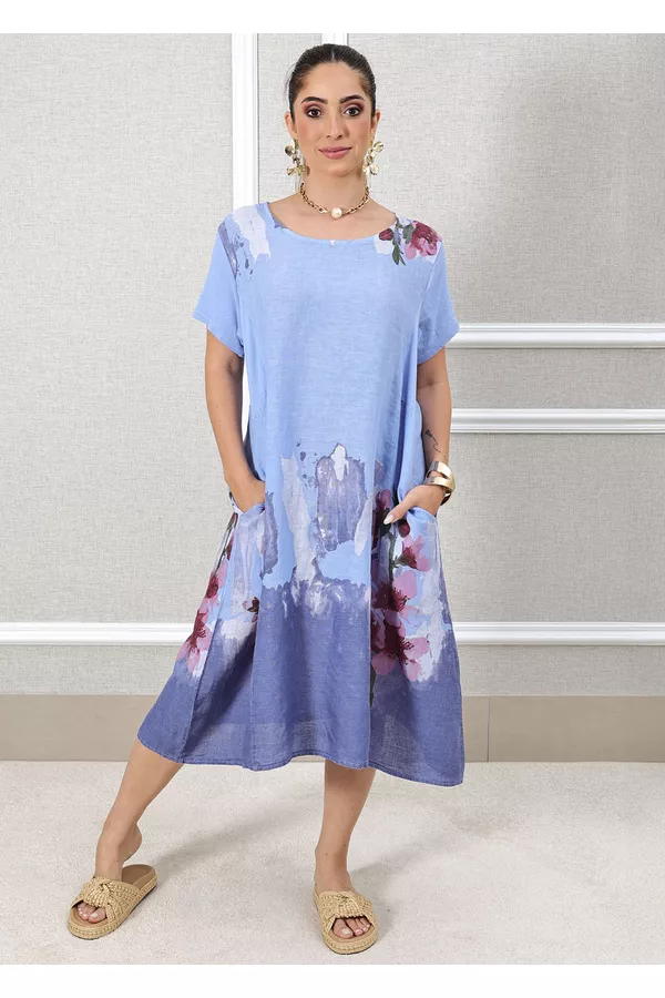 VESTIDO GIOVANA HORTENCIA - Loja Linho Italiano