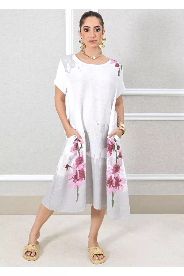 VESTIDO GIOVANA BRANCO - Loja Linho Italiano
