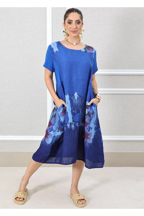 VESTIDO GIOVANA AZUL ROYAL - Loja Linho Italiano