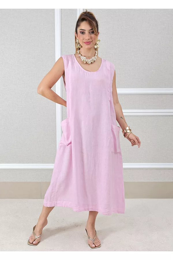VESTIDO FRANCINE ROSA BEBÊ - Loja Linho Italiano