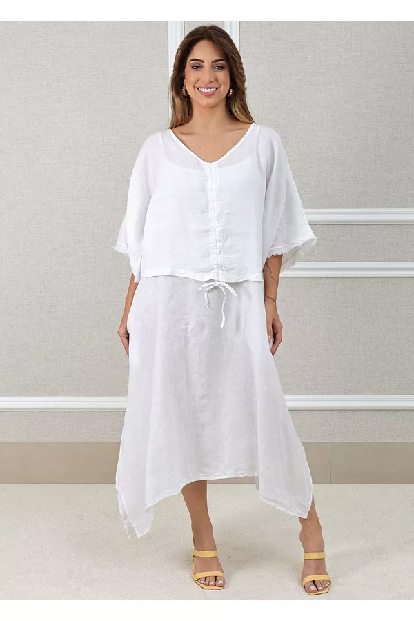 VESTIDO LÚCIA BRANCO - Loja Linho Italiano