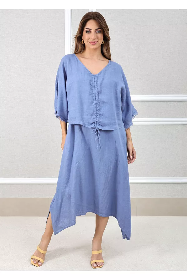 VESTIDO LÚCIA JEANS - Loja Linho Italiano