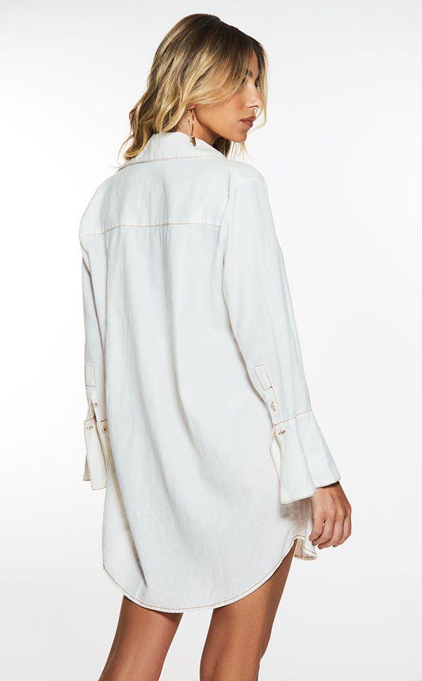 Chemise Eliana Pesponto Ocre Off White