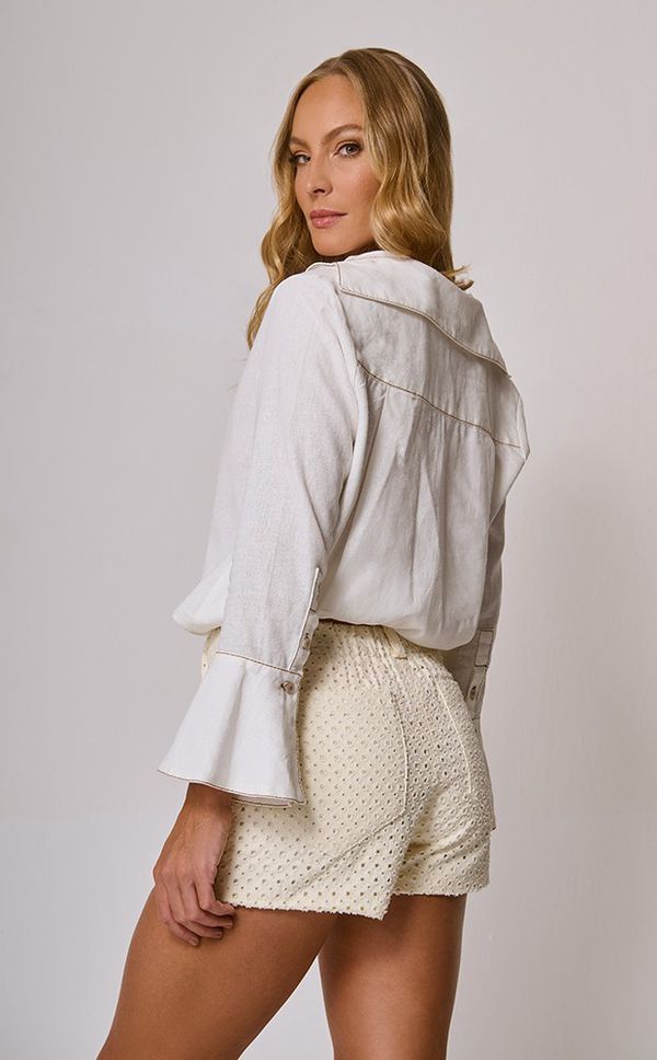 Shorts Sarja Desfiado Off White