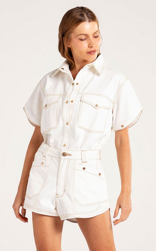 Shorts Jeans Versatile Off White
