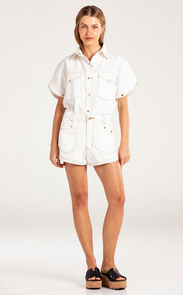 Shorts Jeans Versatile Off White