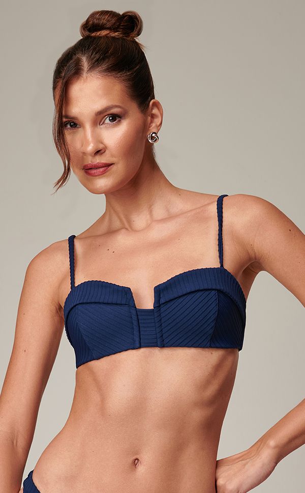 Marinho - Top Corselet Texturizado