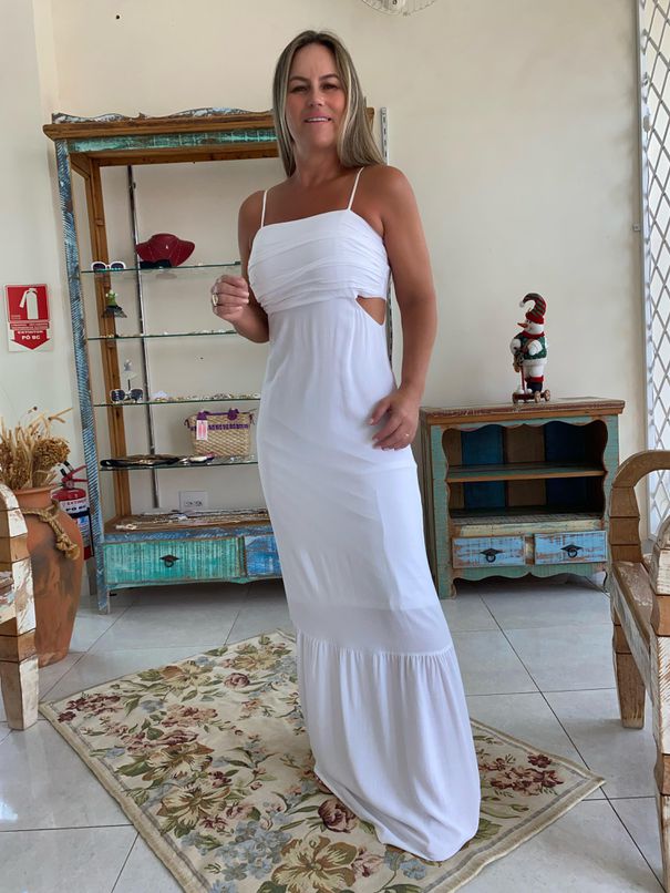 Vestido Alça Fina - Off White