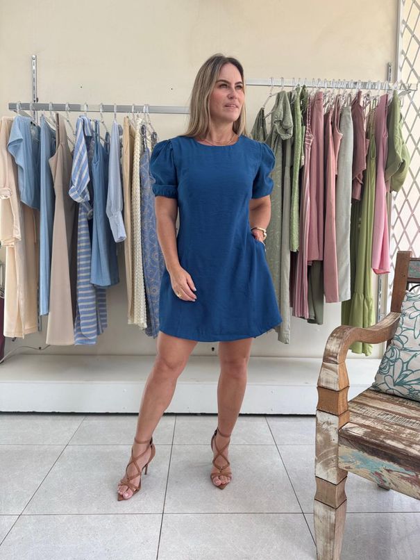 Vestido Manga - Azul