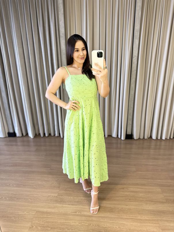 VESTIDO MIDI LAISE ALÇA AMARRAÇÃO VERDE