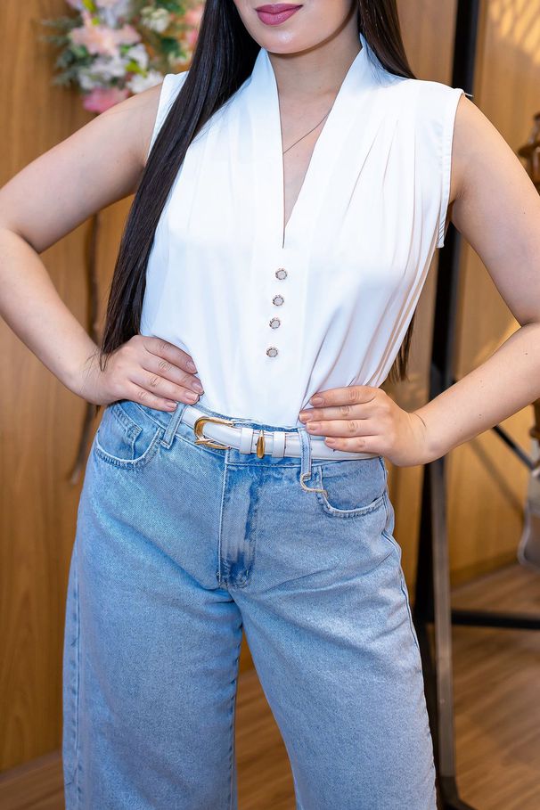 Blusa Shirley Branca | Crepe Seda com Botões Front... - LUCIOLA MAGNO