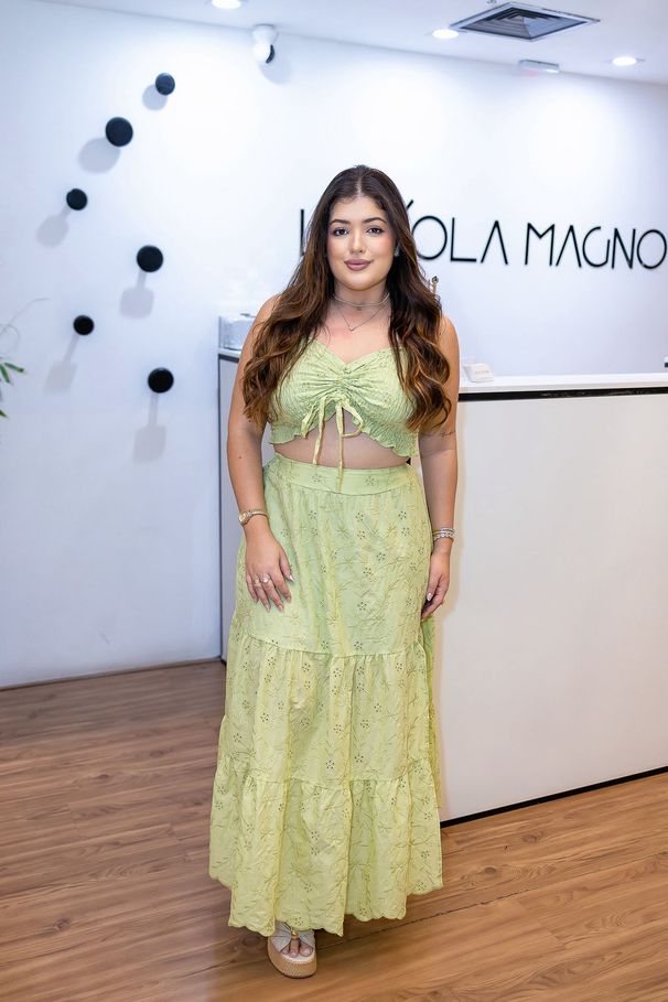 Conjunto Zoé Verde em Lese | Cropped com Alças Reg... - LUCIOLA MAGNO