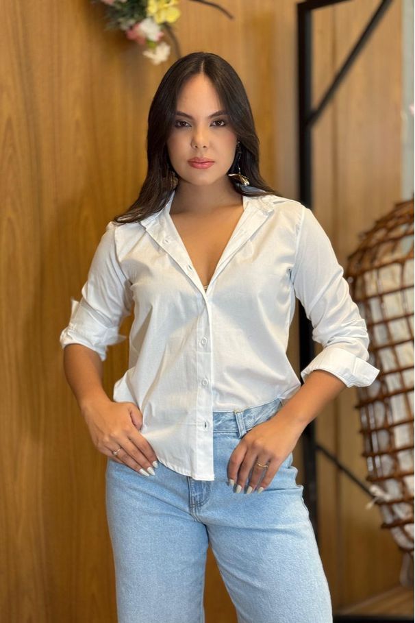 Camisa Victoria Branca em Algodão com Elastano | E... - LUCIOLA MAGNO