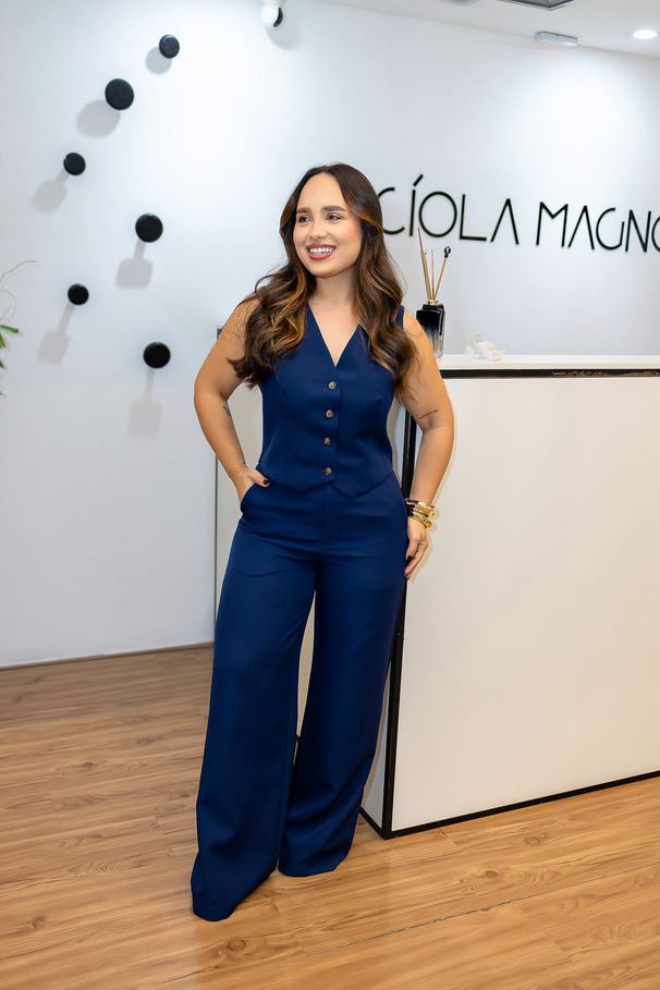 Calça Melissa Pantalona de Alfaiataria Azul Marinh... - LUCIOLA MAGNO