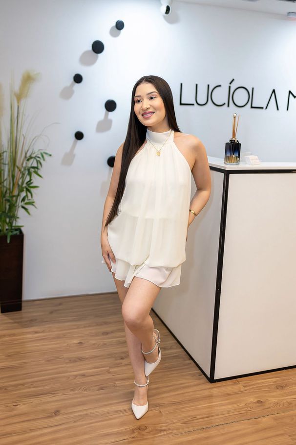 Macaquinho Vanessa Pérola em Chiffon | Leve e Eleg... - LUCIOLA MAGNO