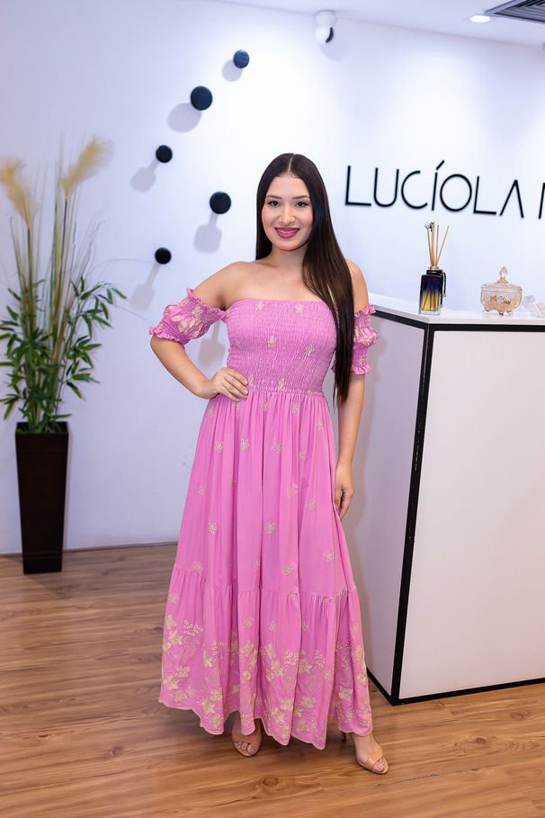 Vestido Abril Lasteque Rosa | Longo com Bordados e... - LUCIOLA MAGNO
