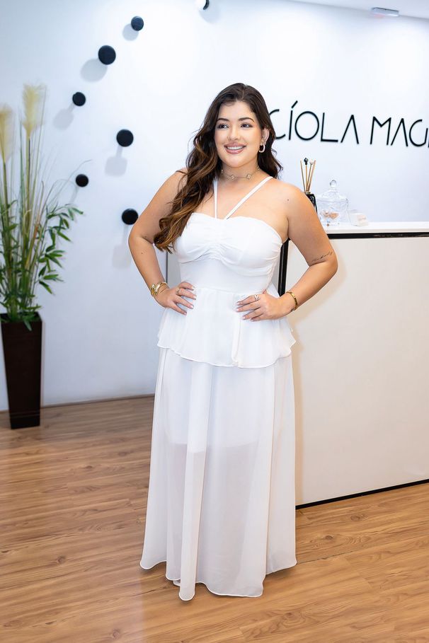 Vestido Georgina Longo Crepe Seda Branco | Decote ... - LUCIOLA MAGNO