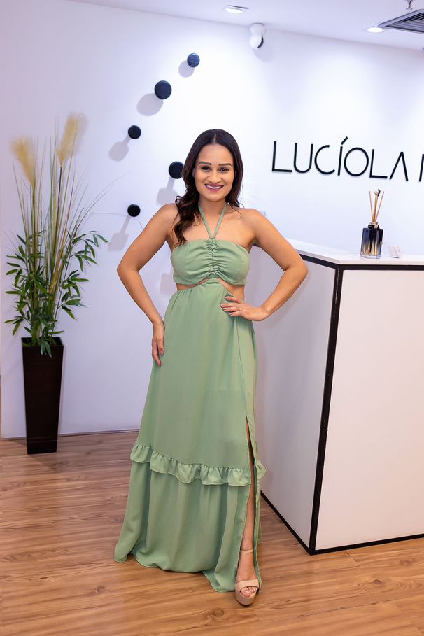 Vestido Juliana Verde Menta em Tecido Corona | Lon... - LUCIOLA MAGNO