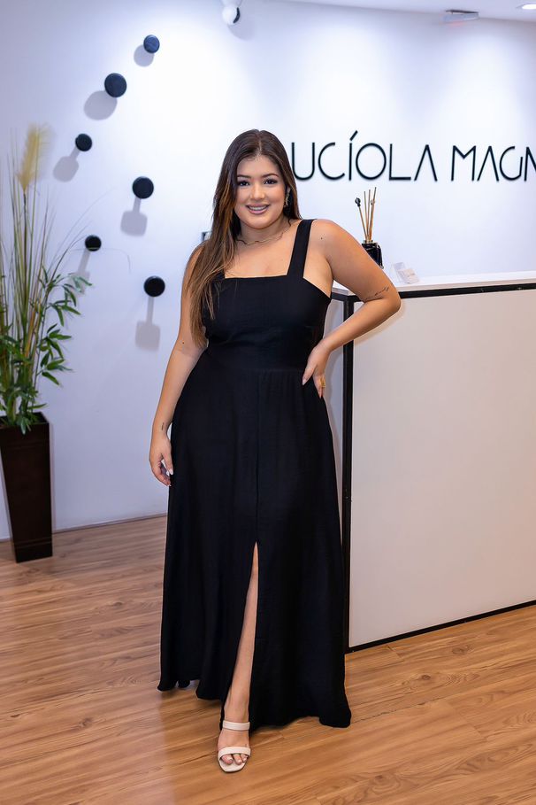 Vestido Longo Letícia em Tecido Linho Preto | Mode... - LUCIOLA MAGNO