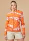 Jaqueta De Couro Pelica Patchwork Feminina Bicolor Coral Michele