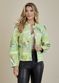Jaqueta De Couro Pelica Patchwork Feminina Verde Água Nina