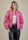 Jaqueta De Couro Pelica Patchwork Feminina Bicolor Rosa Nina