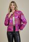 Jaqueta De Couro Pelica Patchwork Feminina Bicolor Fúcsia Michele