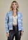 Jaqueta De Couro Pelica Patchwork Feminina Bicolor Azul Nina