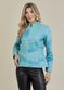 Jaqueta De Couro Pelica Patchwork Feminina Bicolor Azul Celeste Michele