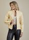 Jaqueta De Couro Pelica Patchwork Feminina Amarelo Michele