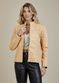 Jaqueta De Couro Pelica Patchwork Feminina Bicolor Creme Michele