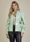 Jaqueta De Couro Pelica Patchwork Feminina Bicolor Metal Verde Michele