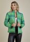 Jaqueta De Couro Pelica Patchwork Feminina Bicolor Verde Mar Michele