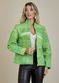 Jaqueta De Couro Pelica Patchwork Feminina Bicolor Esmeralda Michele