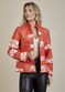 Jaqueta De Couro Pelica Patchwork Feminina Bicolor Vermelho Coral Michele