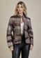 Jaqueta De Couro Pelica Patchwork Feminina Bicolor Bronze Michele