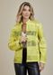 Jaqueta De Couro Pelica Patchwork Feminina Bicolor Amarelo Cobra Michele