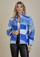 Jaqueta De Couro Pelica Patchwork Feminina Bicolor Royal Michele
