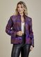 Jaqueta De Couro Pelica Patchwork Feminina Bicolor Uva Michele