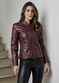 Jaqueta De Couro Pelica Patchwork Feminina Borgonha