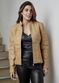 Jaqueta De Couro Pelica Patchwork Feminina Camel Bia