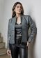 Jaqueta De Couro Pelica Patchwork Feminina Grafite Bia